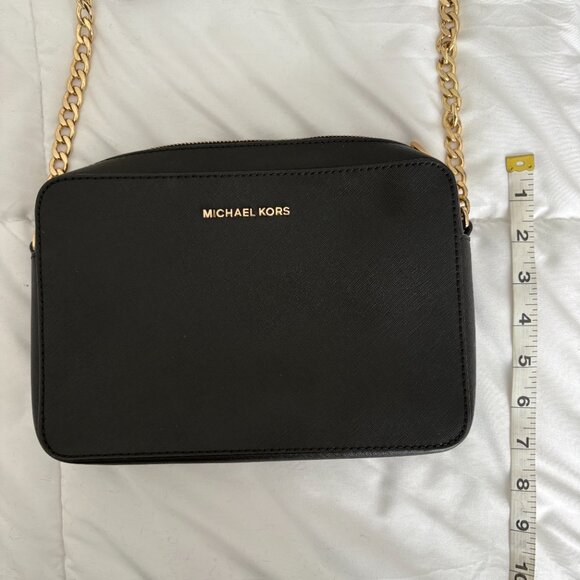 Michael Kors Jet Set Large Saffiano Leather East West Shoulder Crossbody Black - Picture 6 of 9